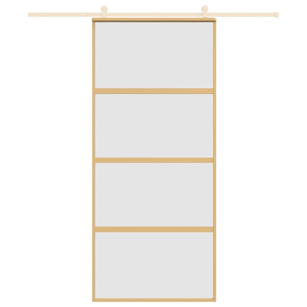 VidaXL Porte coulissante 90x205 cm verre ESG mat et aluminium doré
