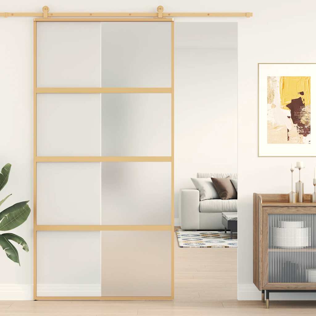 Vidaxx porte coulissante 102,5x205 cm verre ESG mat et aluminium doré