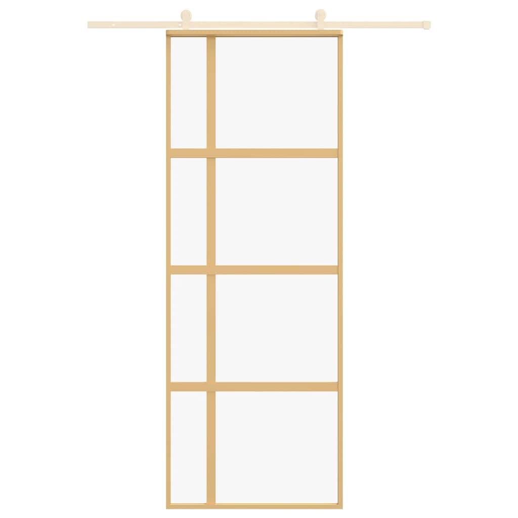Vidaxx porte coulissante 76x205 cm verre ESG clair et aluminium doré