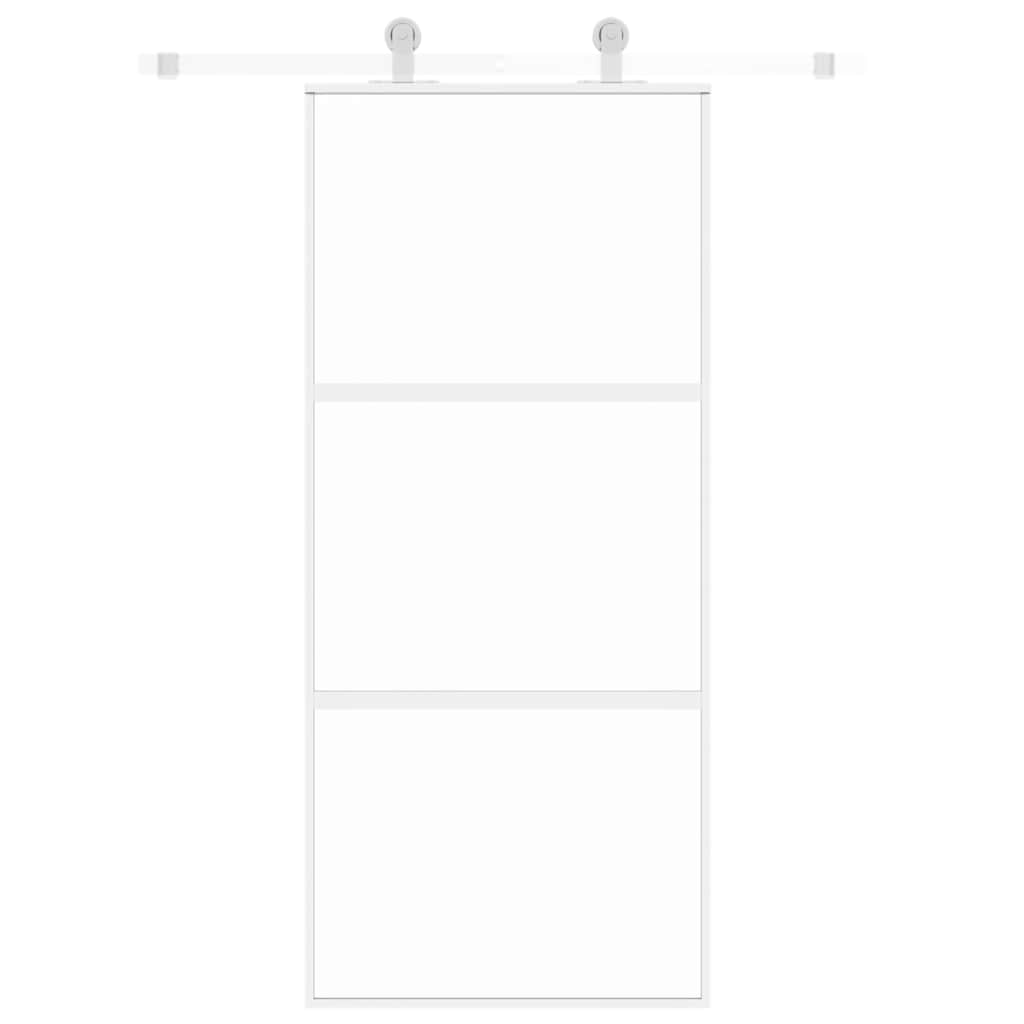 VidaXL Porte coulissante 90x205 cm verre trempé et aluminium blanc