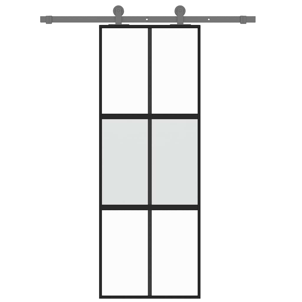 Vidaxx porte coulissante 76x205 cm verre trempé et aluminium noir