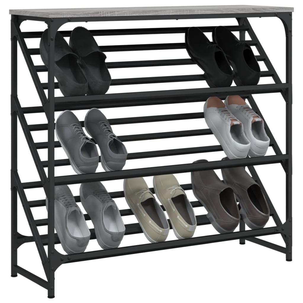 VidaXL étagère à chaussures 90x30x85 cm bois fini gris Sonoma