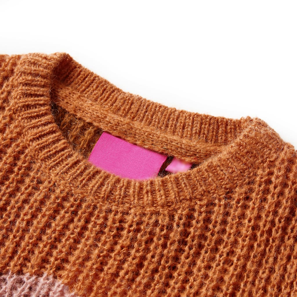 VidaXL Pull enfant tricoté 128 couleur cognac