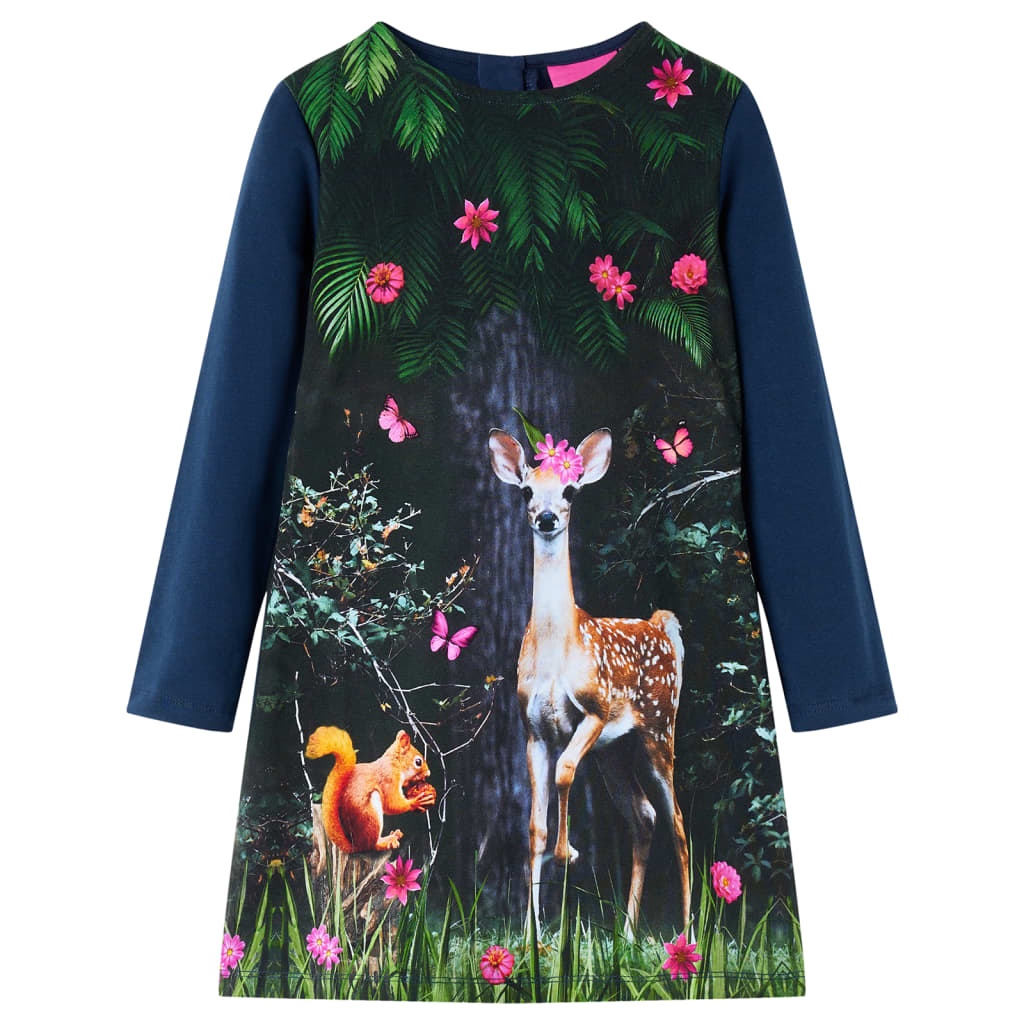 VidaXL Robe enfant à manches longues 140 bleu marine