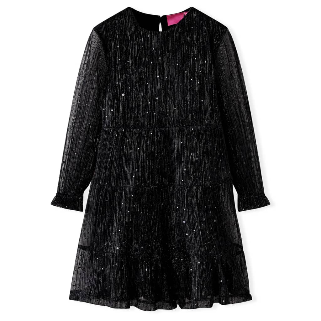VidaXL Robe enfant à manches longues 128 noir