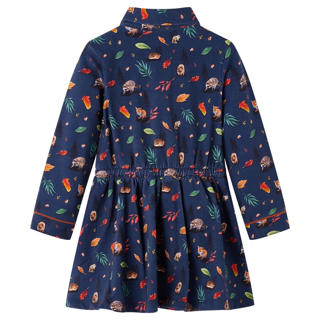 VidaXL Robe enfant à manches longues 128 bleu marine