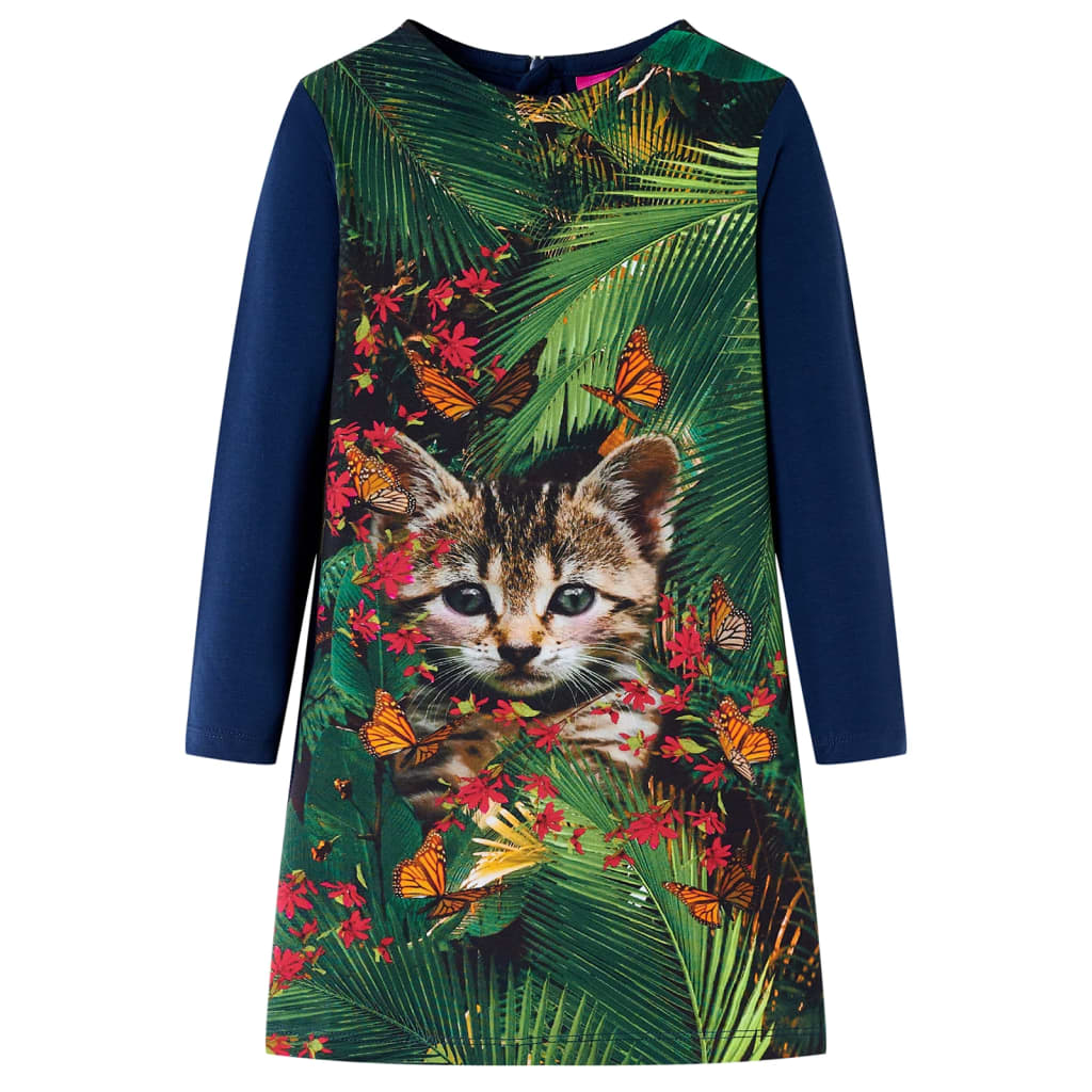 VidaXL Robe enfant à manches longues 140 bleu marine
