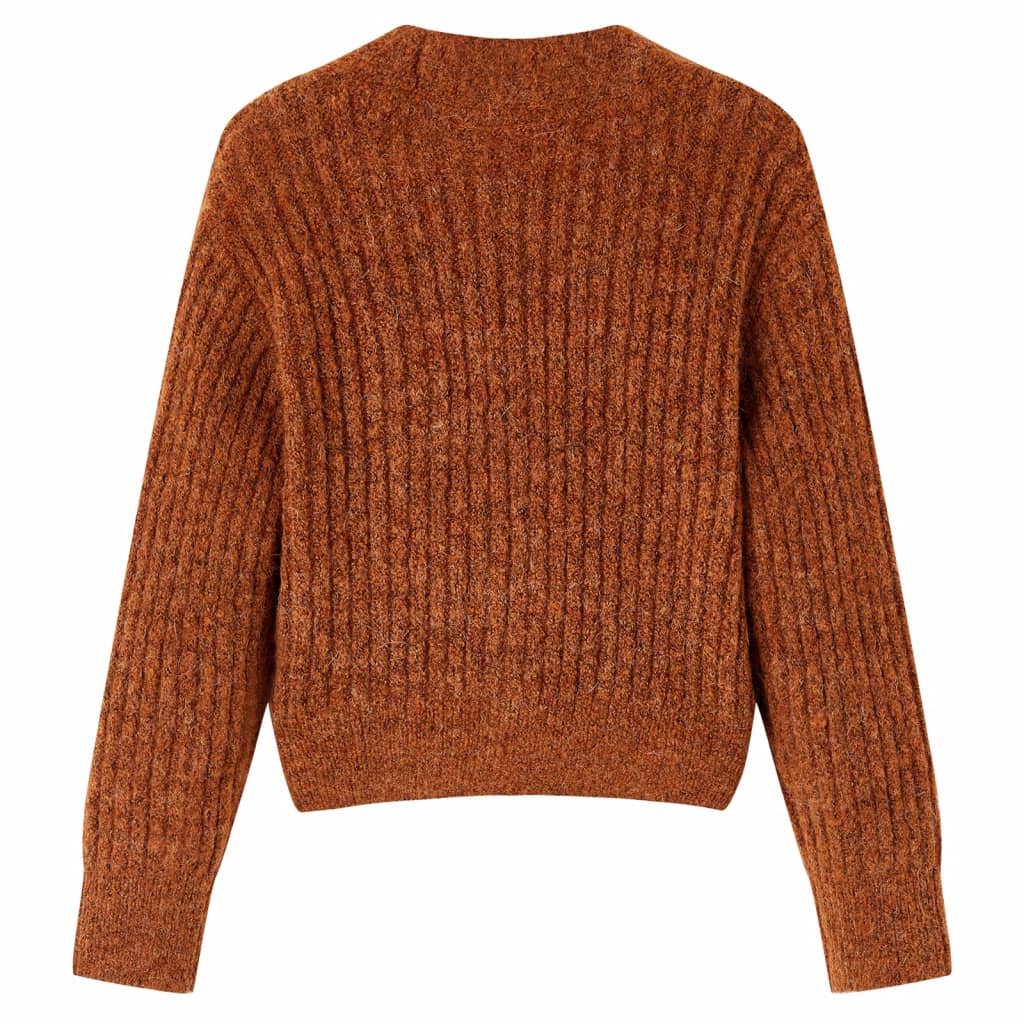 VidaXL Cardigan enfant tricoté 140 couleur cognac