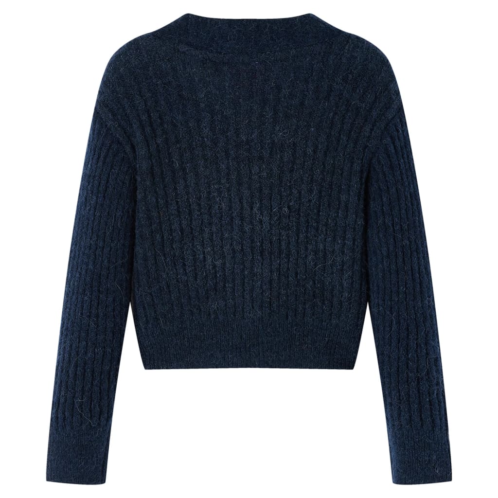 VidaXL Cardigan enfant tricoté 116 bleu marine