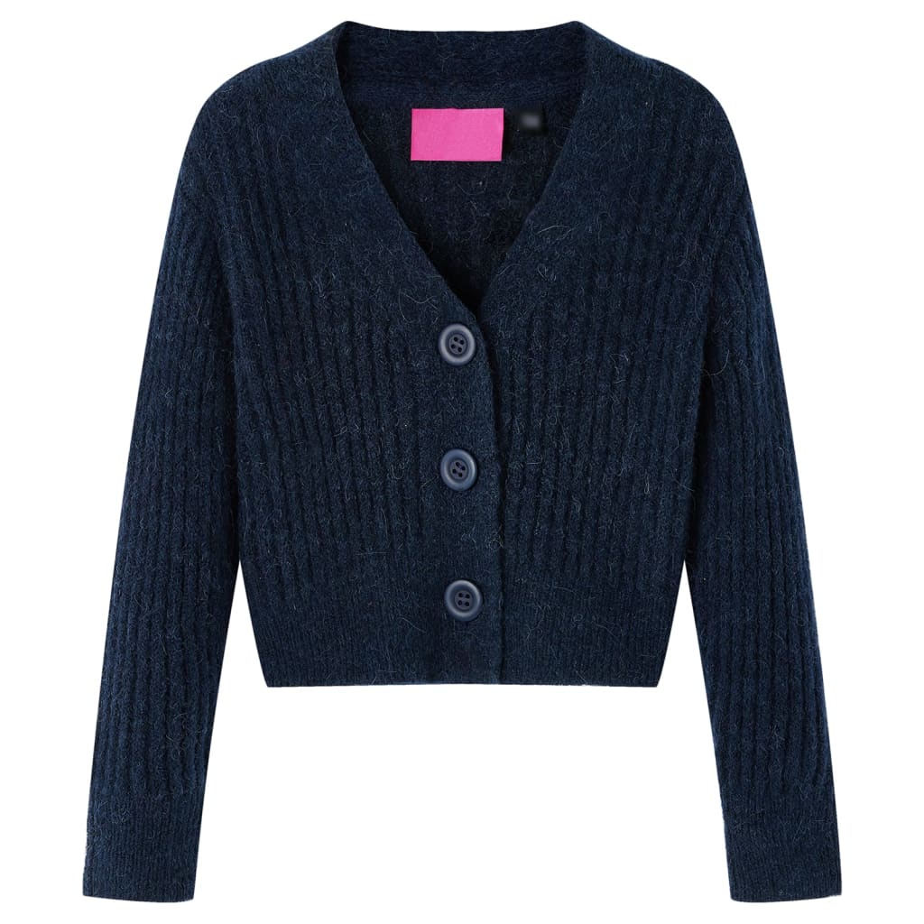 VidaXL Cardigan enfant tricoté 128 bleu marine