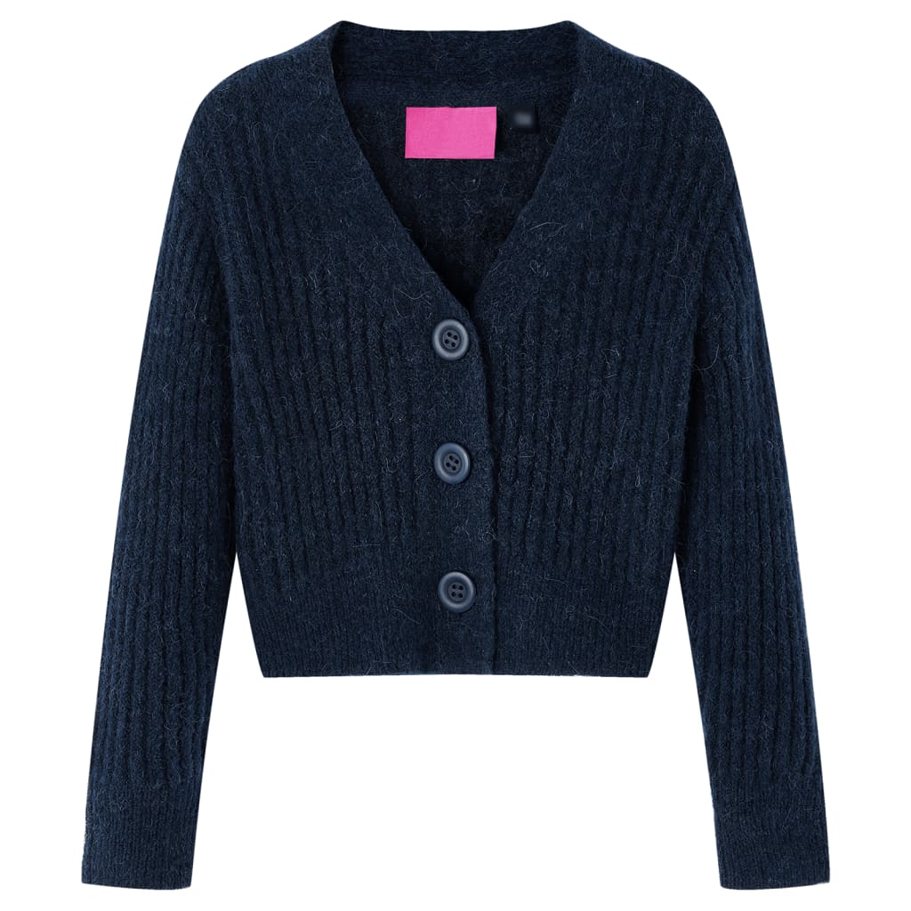 VidaXL Cardigan enfant tricoté 140 bleu marine