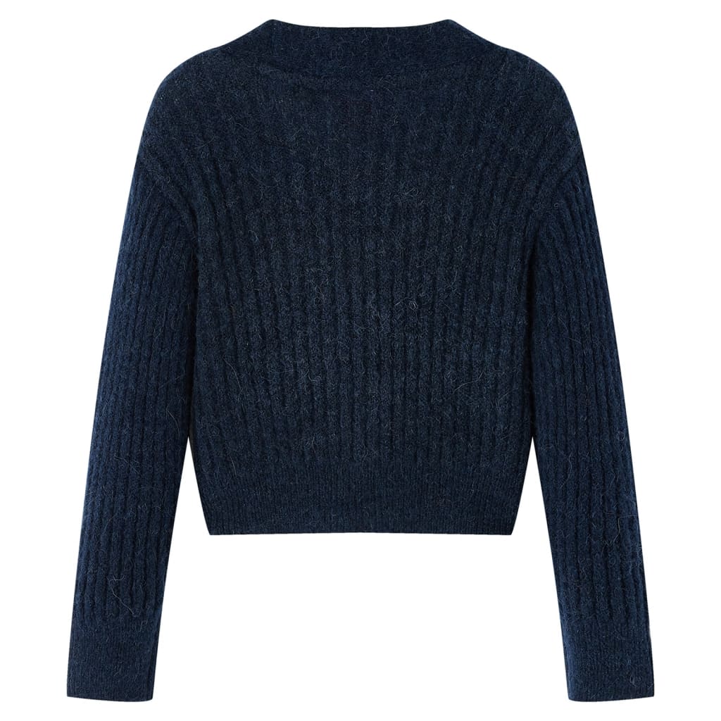 VidaXL Cardigan enfant tricoté 140 bleu marine