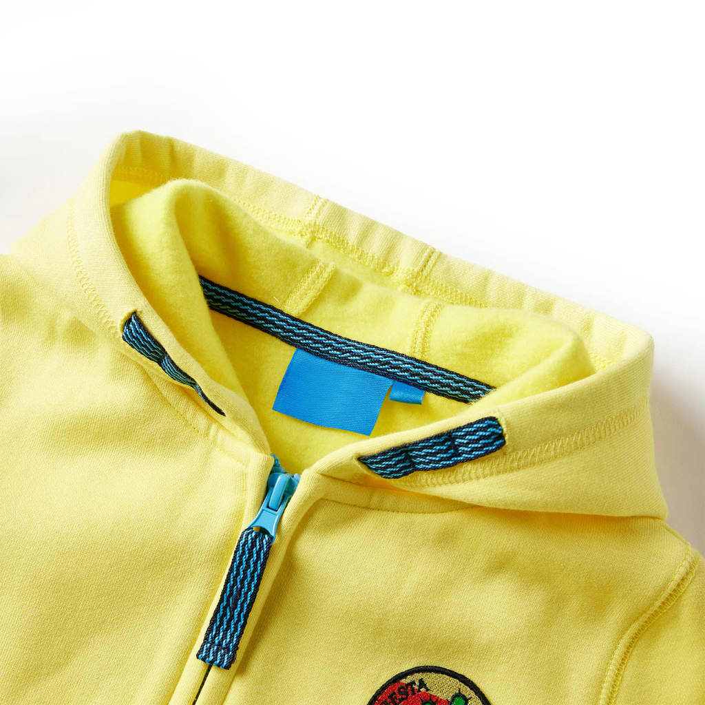 VidaXL Cardigan enfant avec capuche et fermeture éclair 116 jaune clair