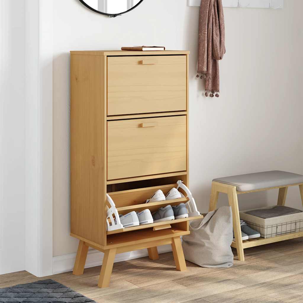 Vidaxx armoire à chaussures ancienne 55x35x120 cm bois de pin marron