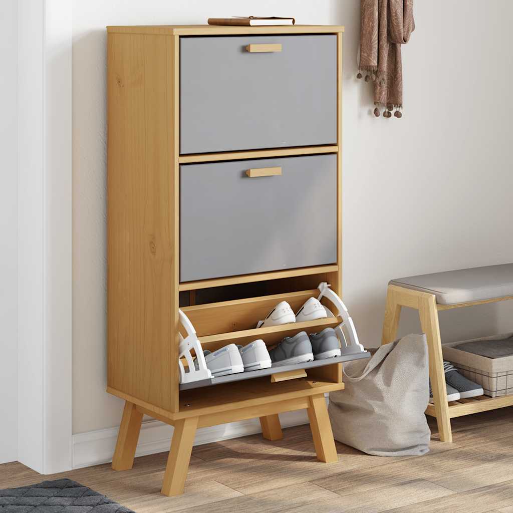 Vidaxx armoire à chaussures ancienne 55x35x120 cm bois de pin gris et marron