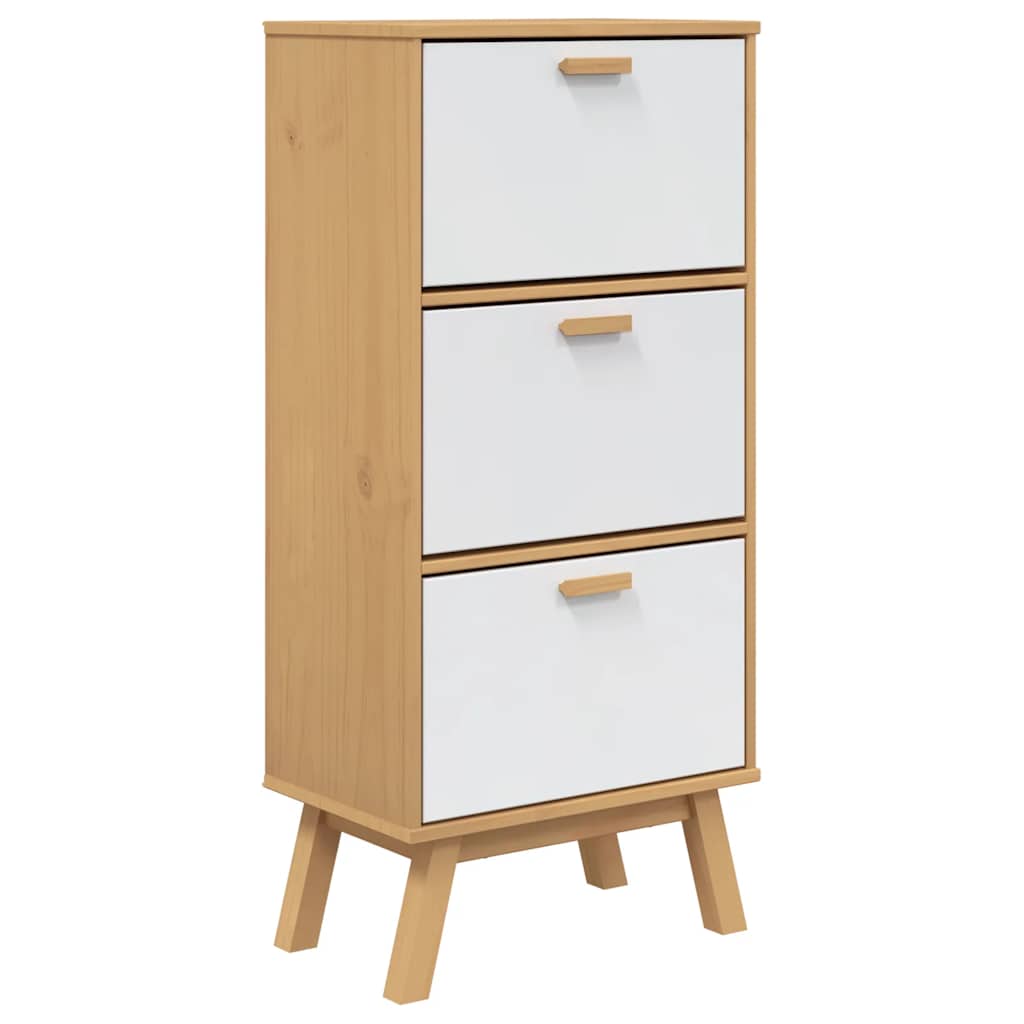 Vidaxx armoire à chaussures ancienne 55x35x120 cm bois de pin blanc et marron