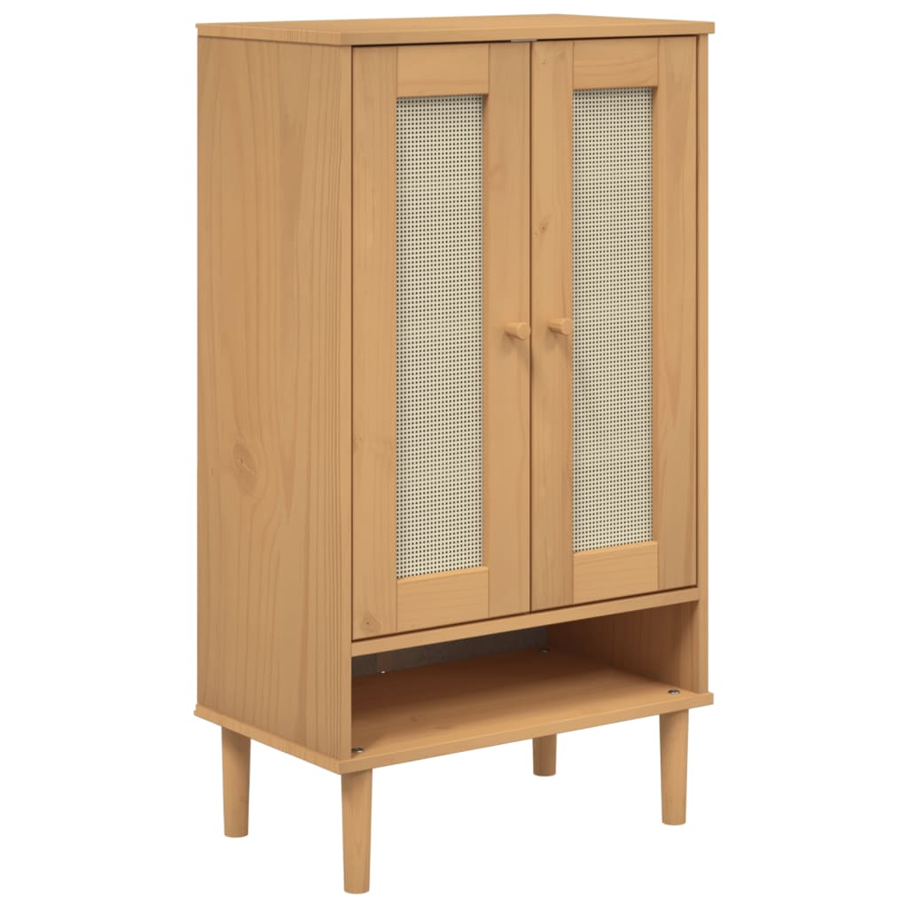 Vidaxx armoire à chaussures senja 59,5x35x107 cm aspect rotin bois de pin marron