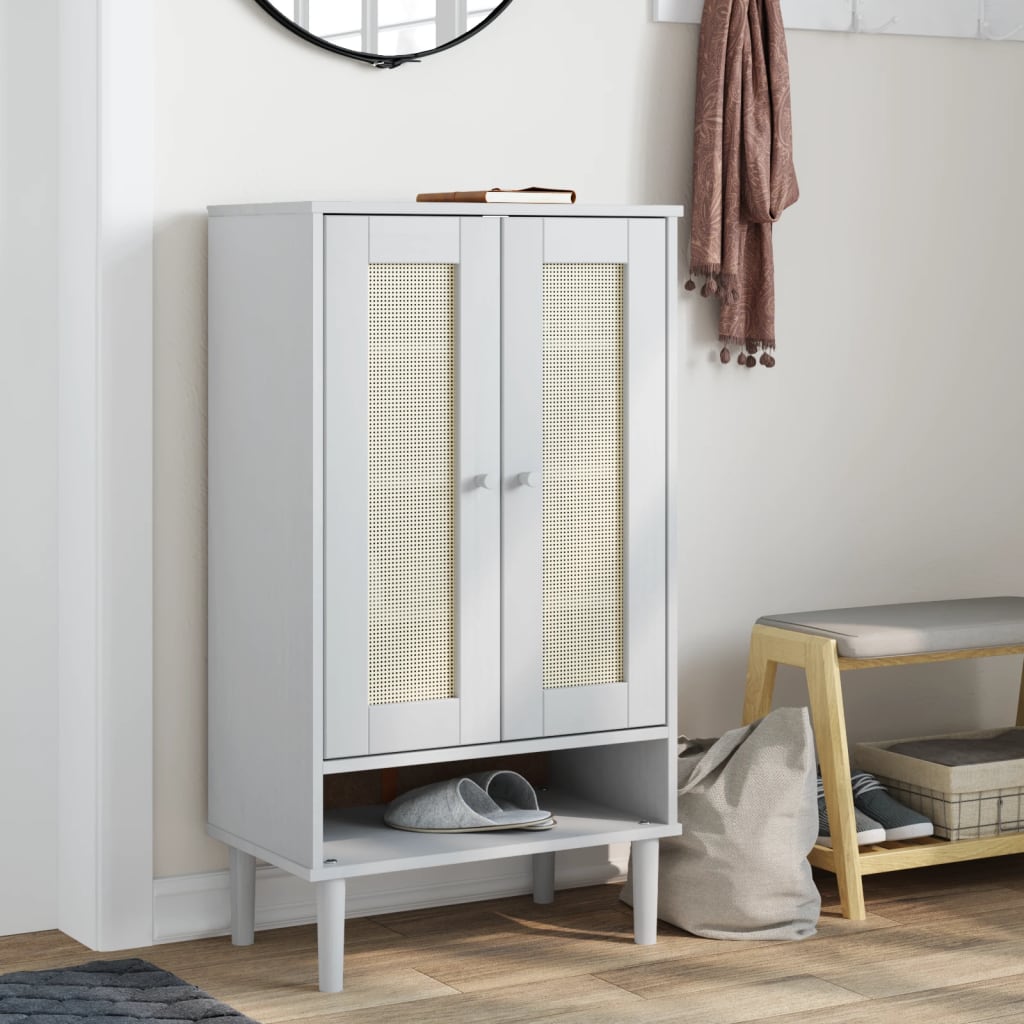 Vidaxx armoire à chaussures senja 59,5x35x107 cm aspect rotin bois de pin blanc