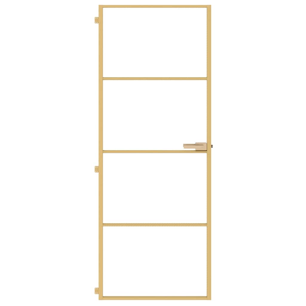 Vidaxx porte intérieure étroite 76x201,5 cm verre trempé et aluminium couleur or