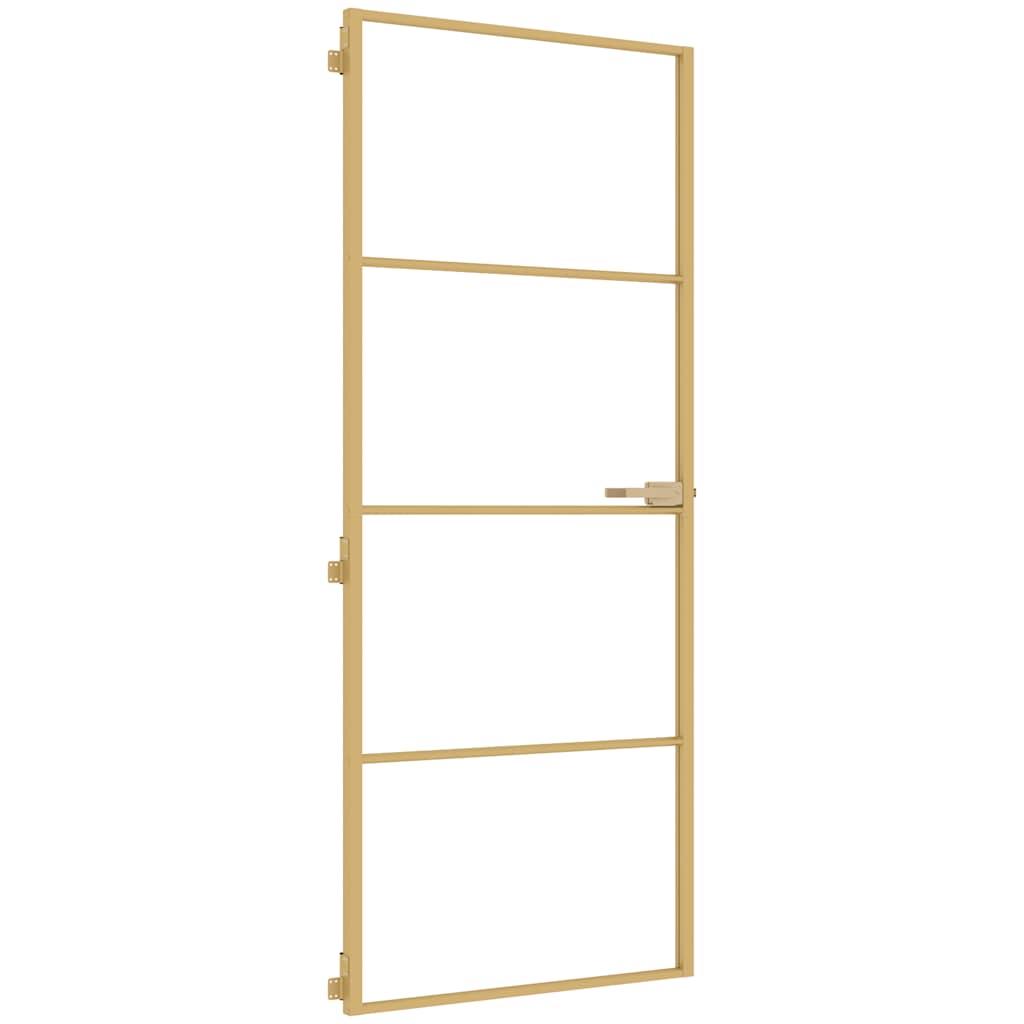 Vidaxx porte intérieure étroite 83x201,5 cm verre trempé et aluminium couleur or
