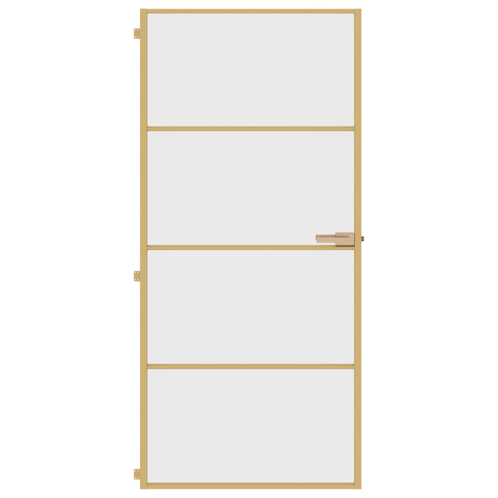 Vidaxx porte intérieure étroite 93x201,5 cm verre trempé et aluminium couleur or