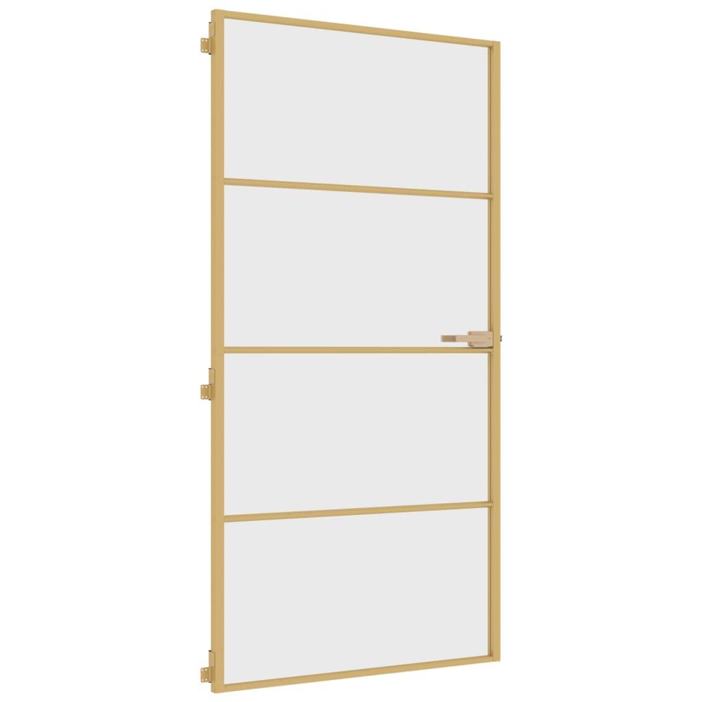 VidaXL Porte intérieure étroite 102,5x201,5 cm verre trempé et aluminium or
