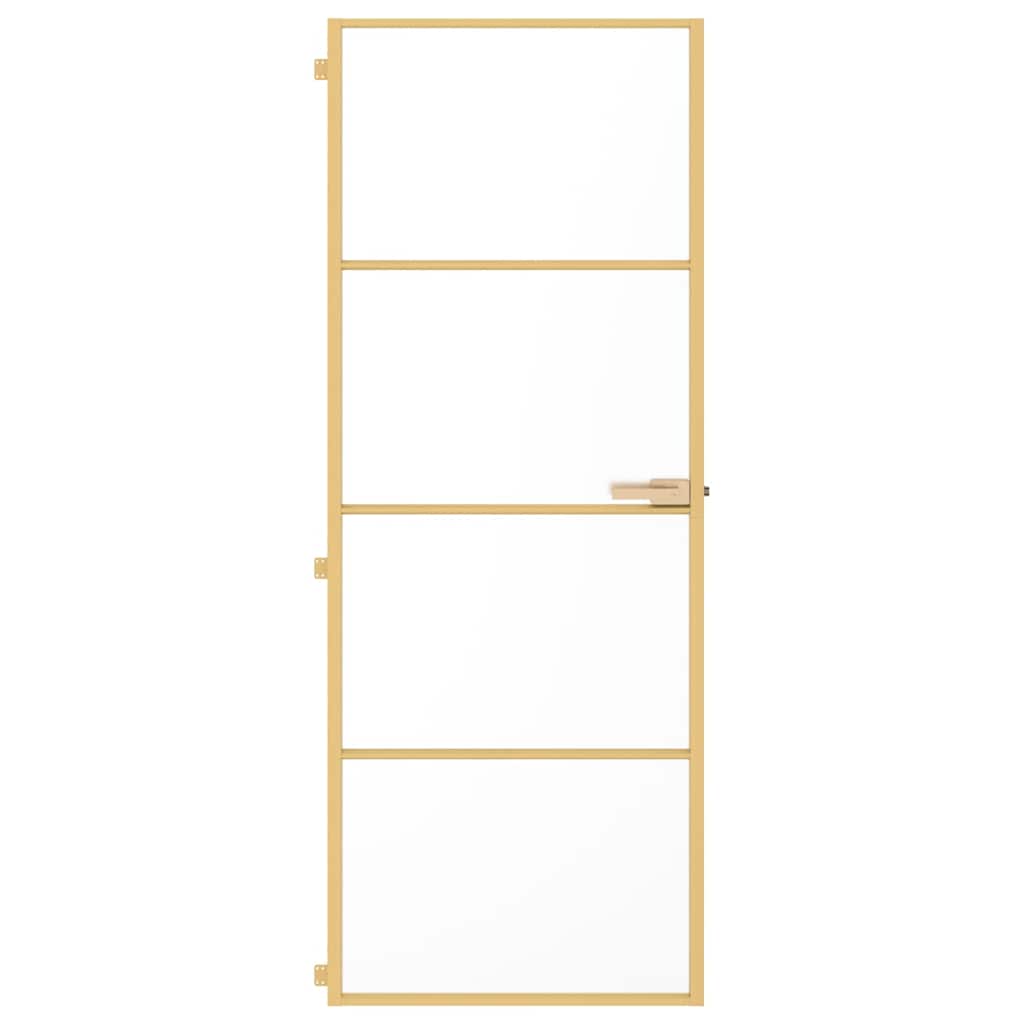 Vidaxx porte intérieure étroite 76x201,5 cm verre trempé et aluminium couleur or
