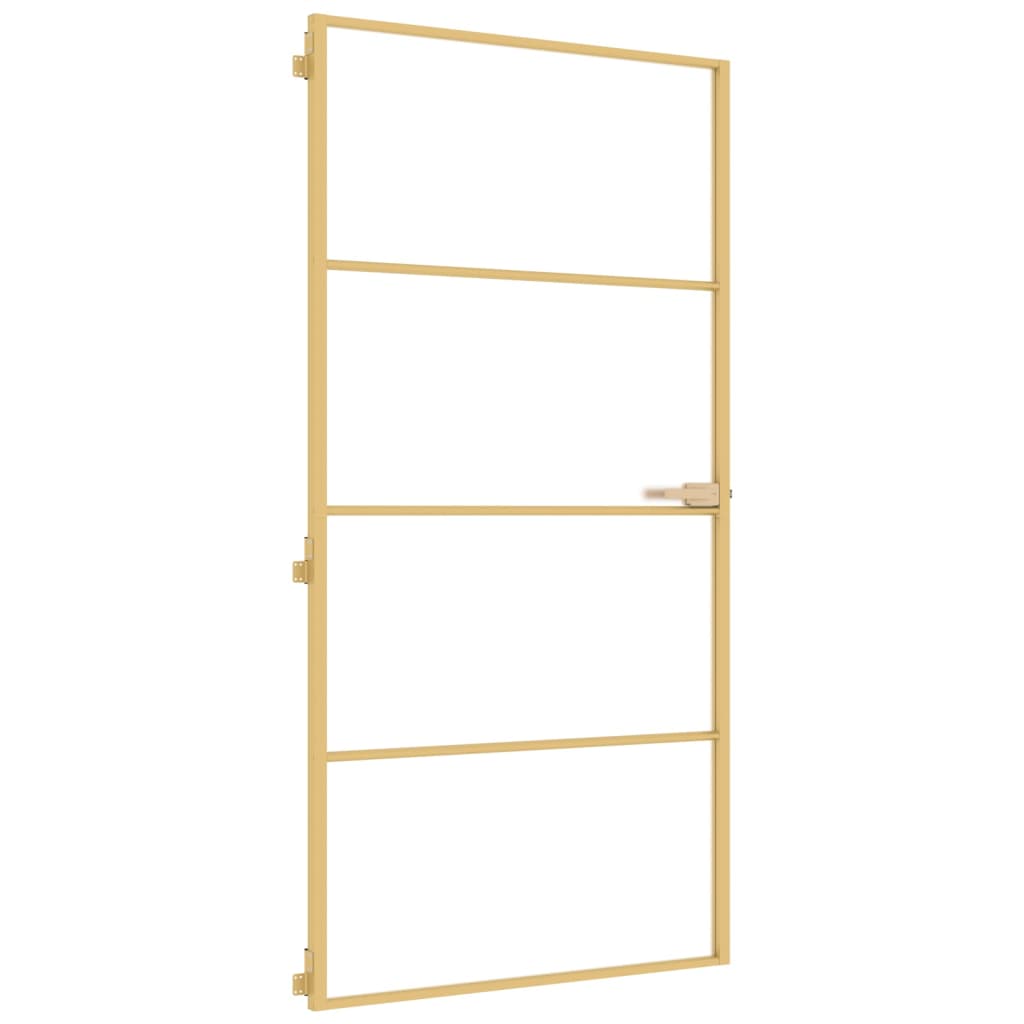 VidaXL Porte intérieure étroite 102,5x201,5 cm verre trempé et aluminium or