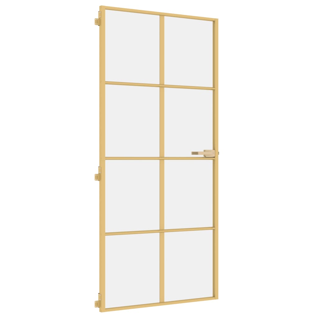 Vidaxx porte intérieure étroite 93x201,5 cm verre trempé et aluminium couleur or