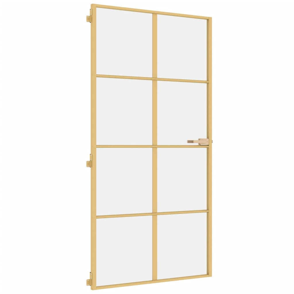 VidaXL Porte intérieure étroite 102,5x201,5 cm verre trempé et aluminium or