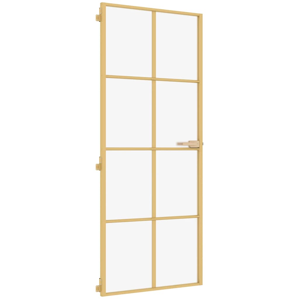 Vidaxx porte intérieure étroite 93x201,5 cm verre trempé et aluminium couleur or