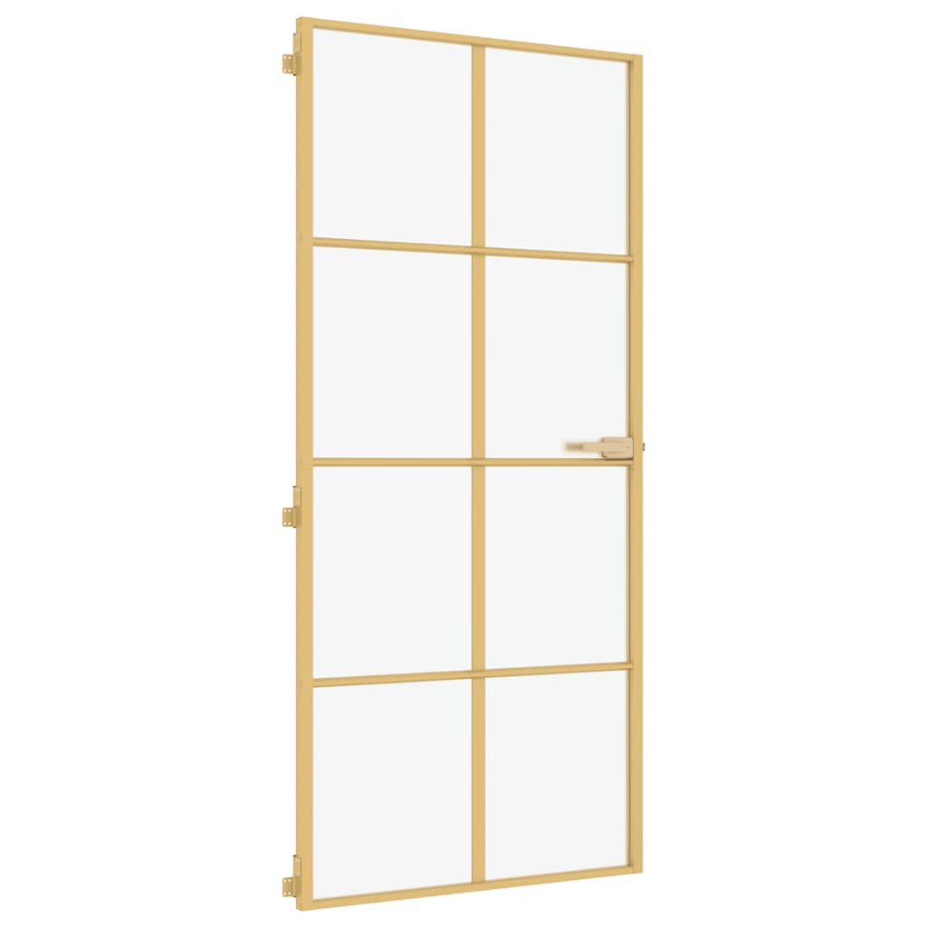 Vidaxx porte intérieure étroite 93x201,5 cm verre trempé et aluminium couleur or
