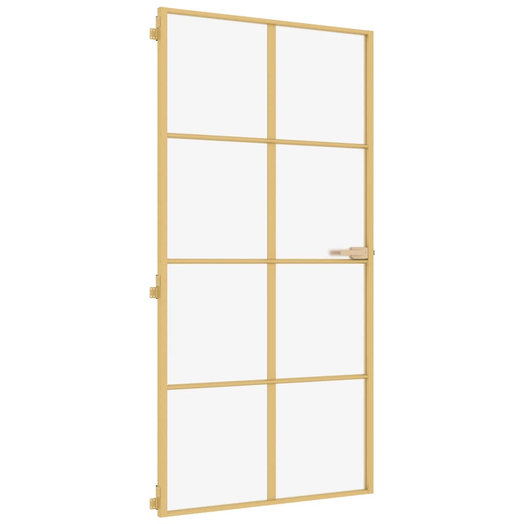 VidaXL Porte intérieure étroite 102,5x201,5 cm verre trempé et aluminium or