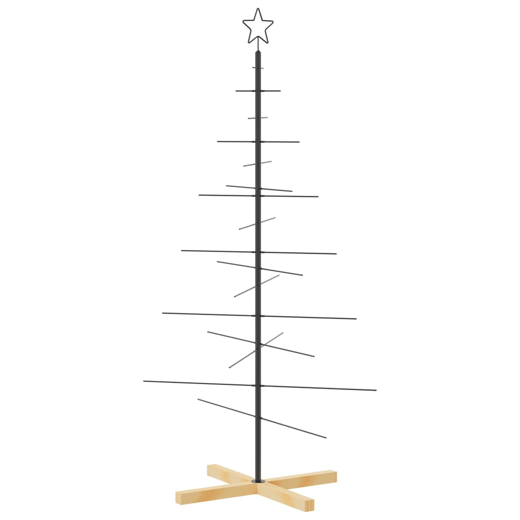 VidaXL décoration de Noël sapin de Noël avec socle en bois 150 cm métal noir