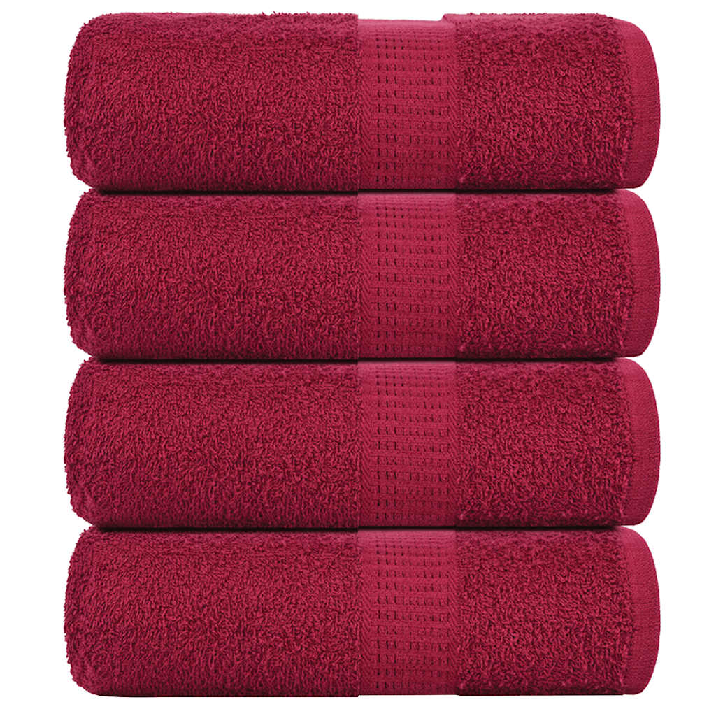 VidaXL serviettes invités 4 pcs 30x50 cm 360 g m² 100% coton rouge bordeaux