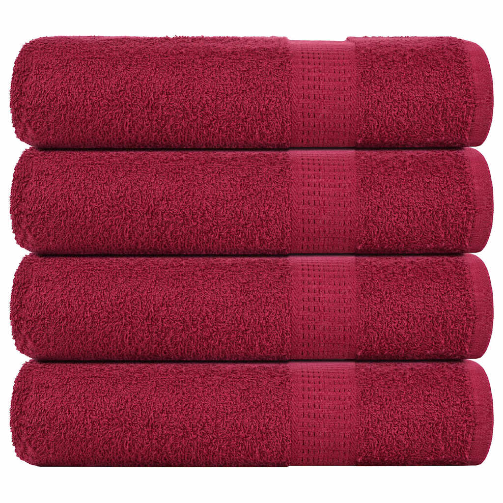Vidaxx serviettes de douche 4 pcs 70x140cm 360g m² 100% coton rouge bordeaux