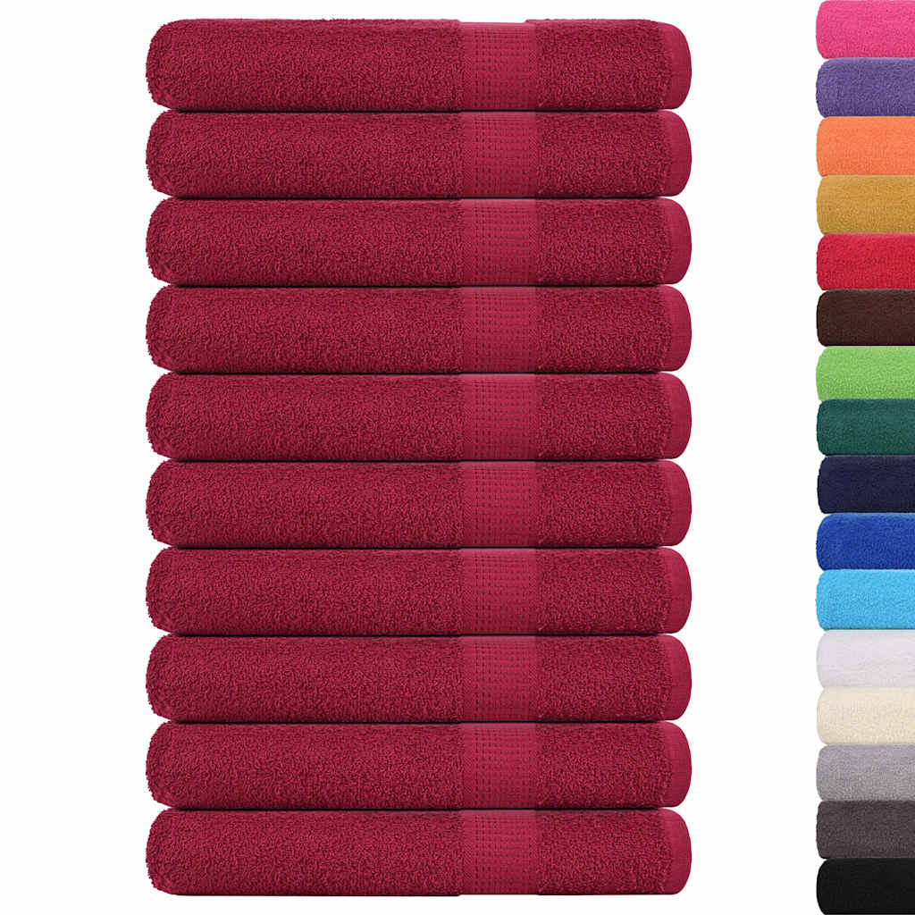 Vidaxx serviettes de sauna 10 pcs 80x200cm 360g m² 100% coton rouge bordeaux