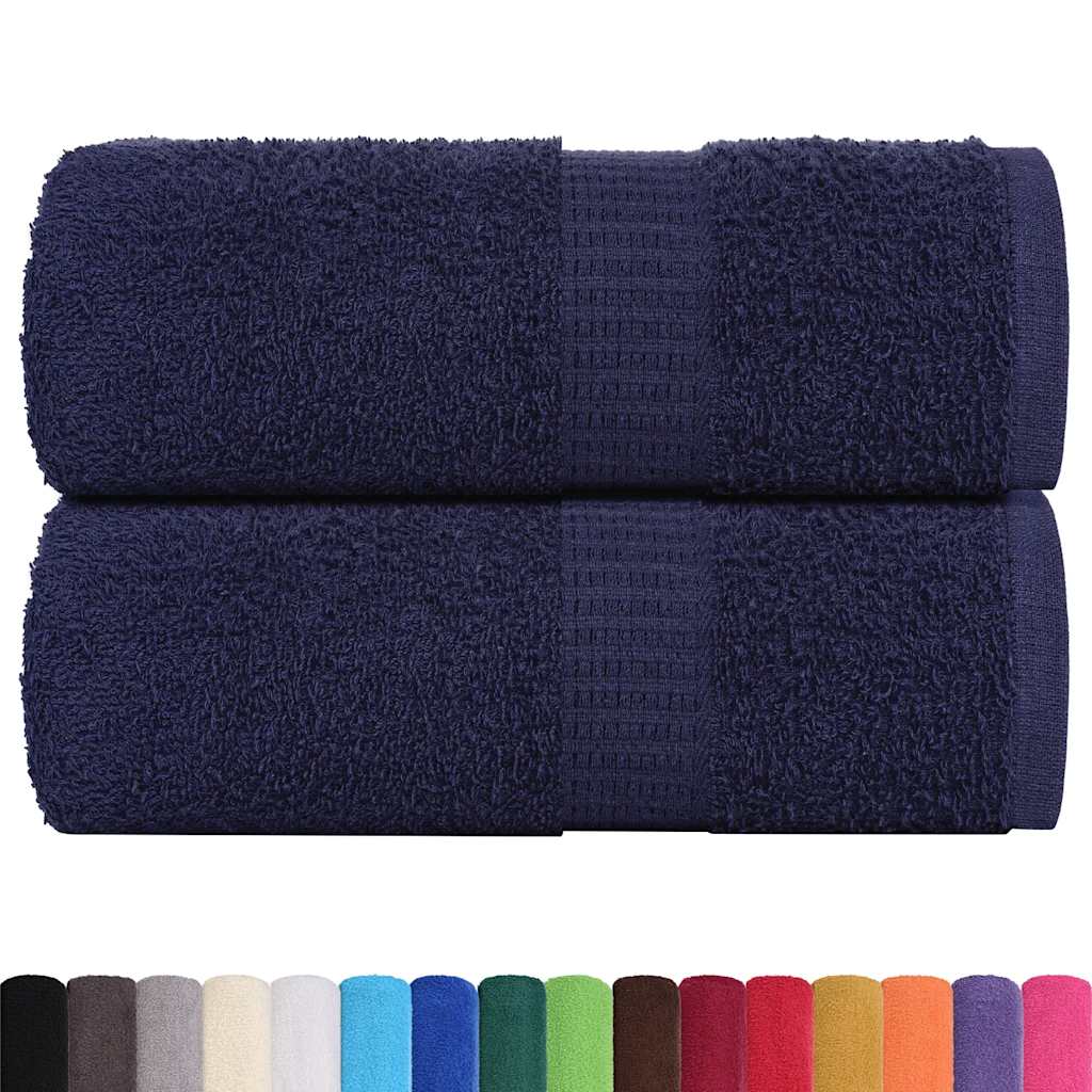 VidaXL serviettes invités 2 pcs 30x50 cm 360 g m² 100% coton bleu marine