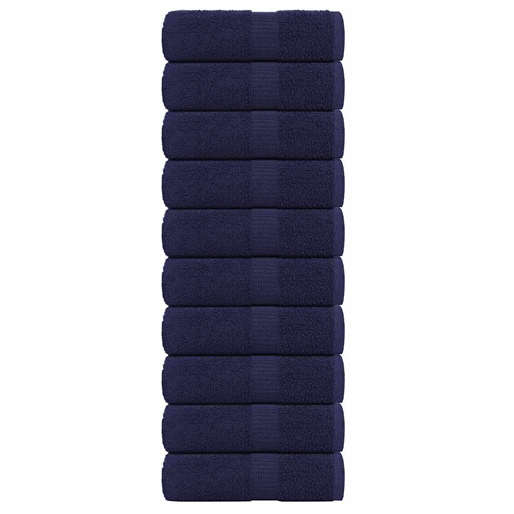 VidaXL serviettes invités 10 pcs 30x50 cm 360 g m² 100% coton bleu marine