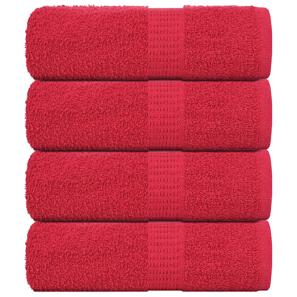 VidaXL serviettes invités 4 pcs 30x50 cm 360 g m² 100% coton rouge