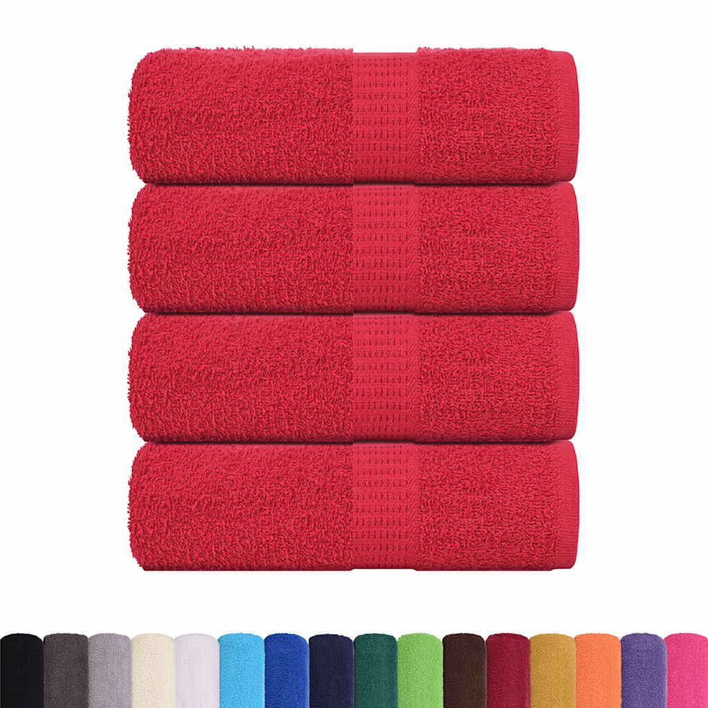VidaXL serviettes invités 4 pcs 30x50 cm 360 g m² 100% coton rouge