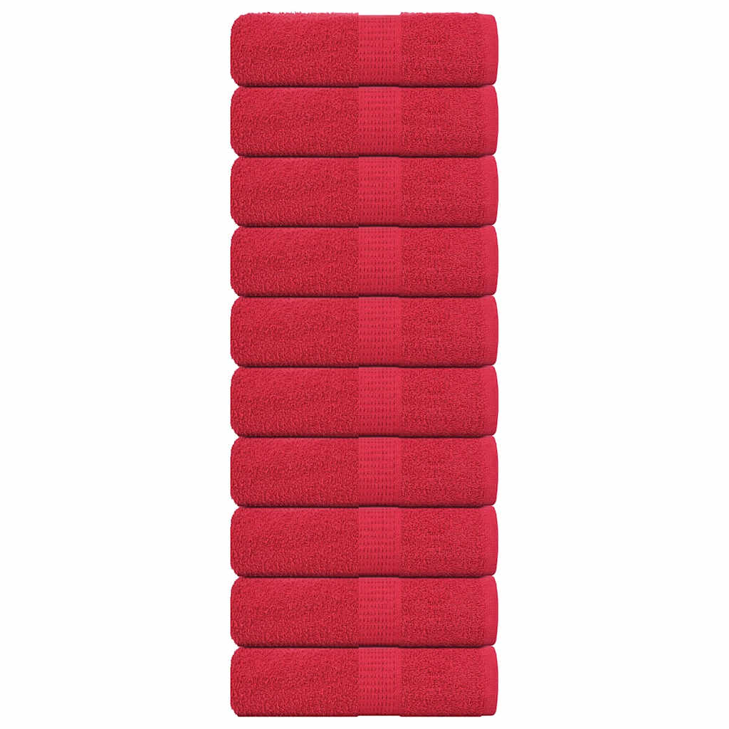 VidaXL serviettes invités 10 pcs 30x50 cm 360 g m² 100% coton rouge