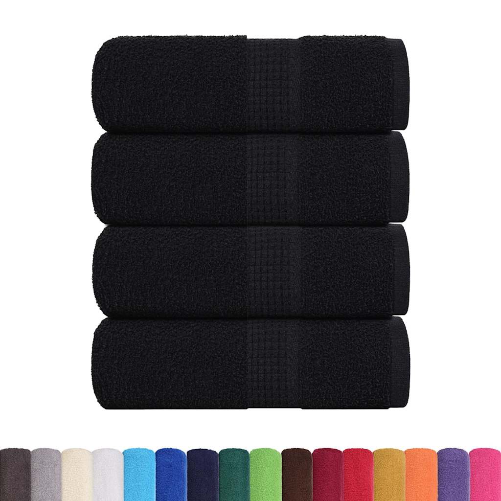 VidaXL serviettes invités 4 pcs 30x50 cm 360 g m² 100% coton noir