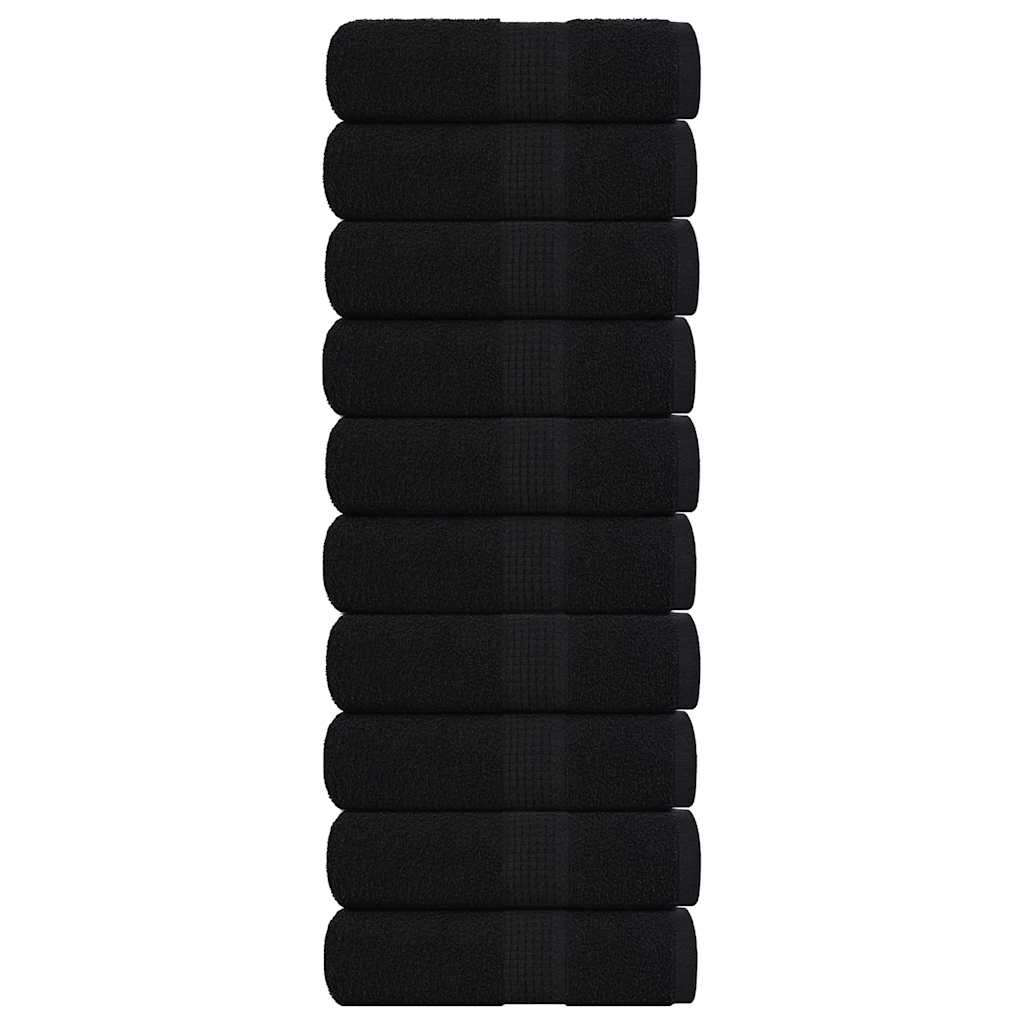 VidaXL serviettes invités 10 pcs 30x50 cm 360 g m² 100% coton noir
