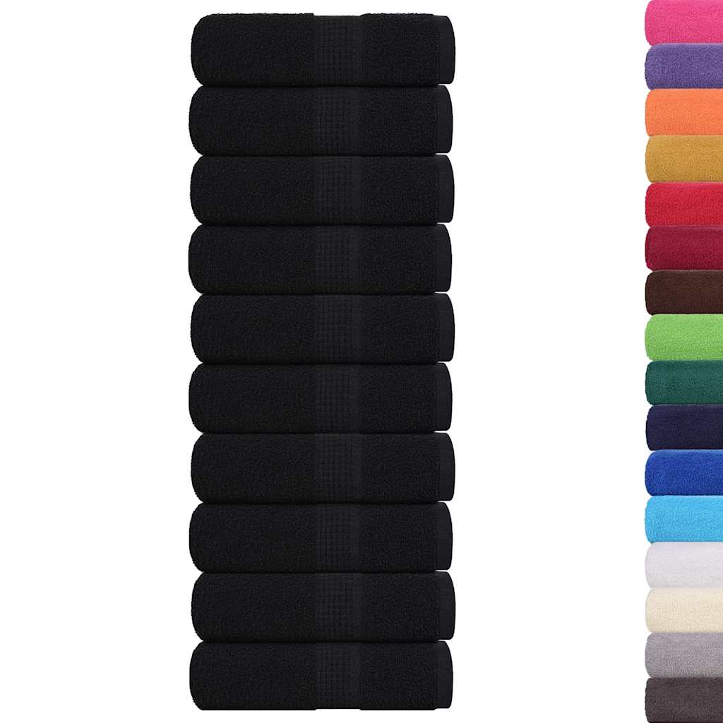 VidaXL serviettes invités 10 pcs 30x50 cm 360 g m² 100% coton noir