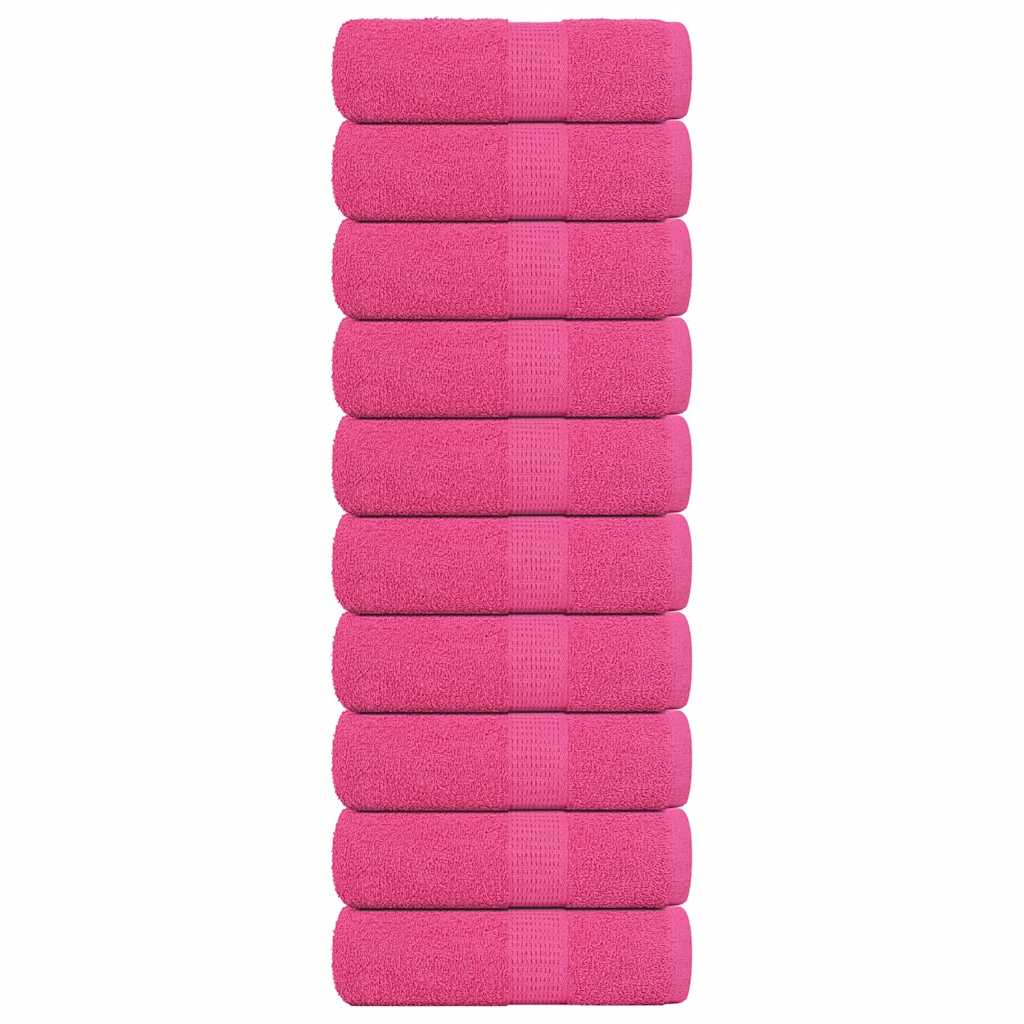 VidaXL serviettes invités 10 pcs 30x50 cm 360 g m² 100% coton rose