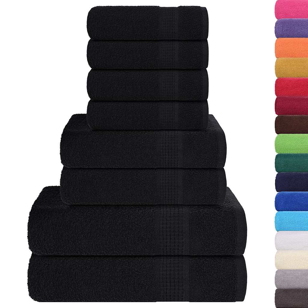 Vidaxx ensemble de serviettes 8 pièces 360 g m² 100% coton noir