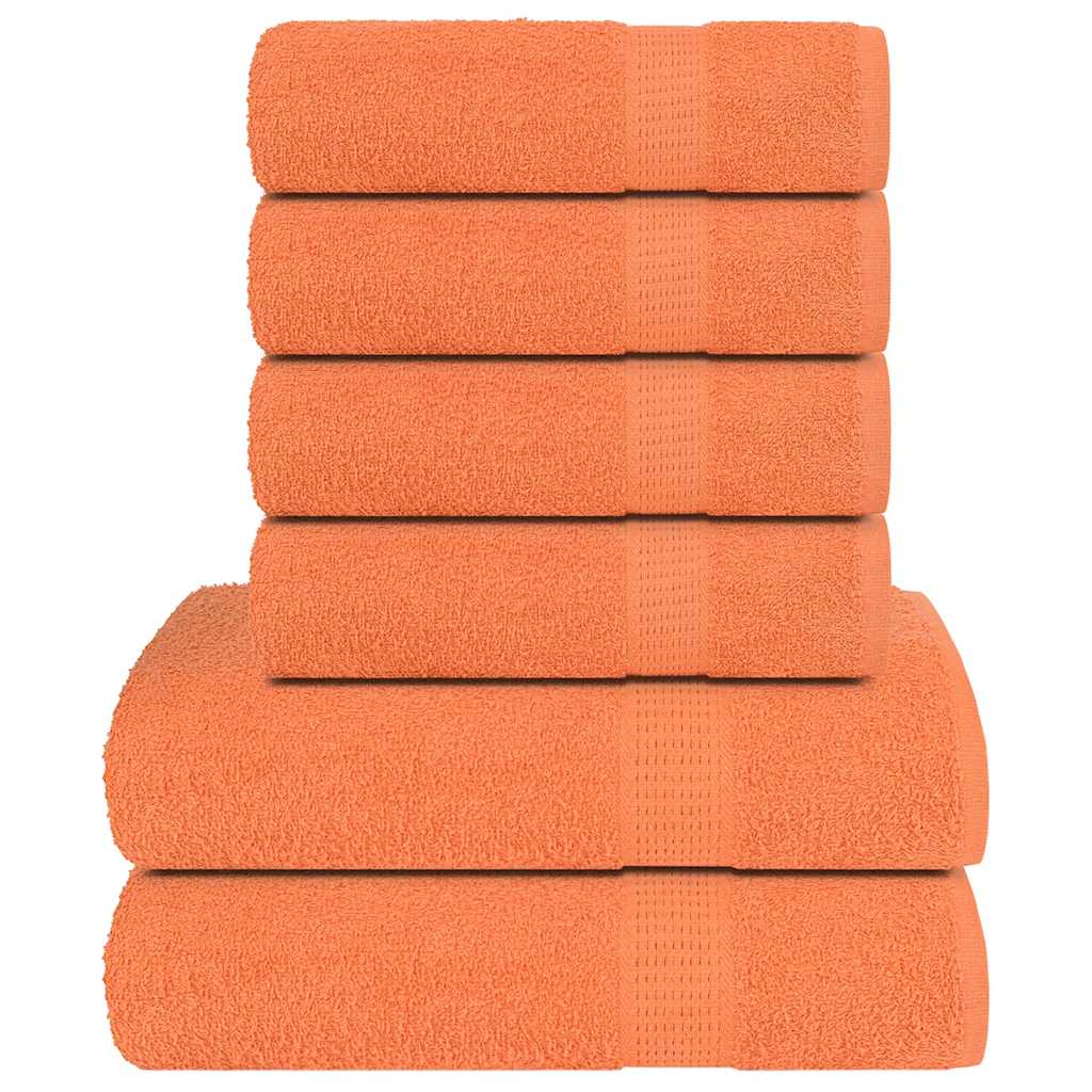 VidaXL ensemble de serviettes 6 pièces 360 g m² 100% coton orange
