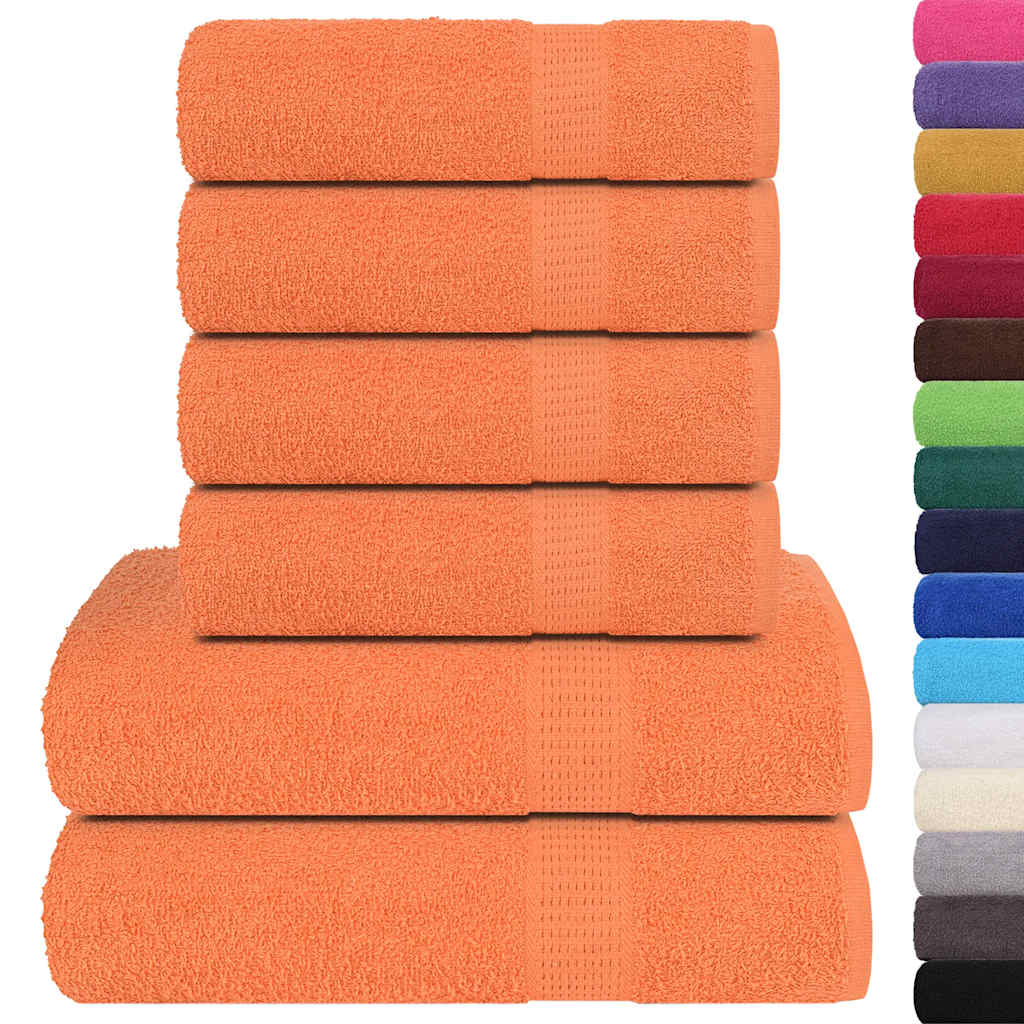 VidaXL ensemble de serviettes 6 pièces 360 g m² 100% coton orange