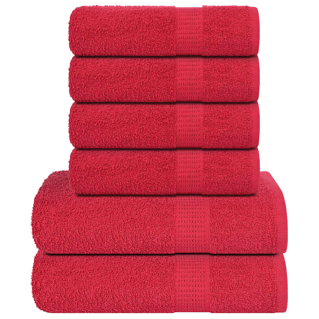 VidaXL ensemble de serviettes 6 pièces 360 g m² 100% coton rouge